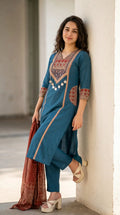 Premium Rich Azrak print  Cotton Suit