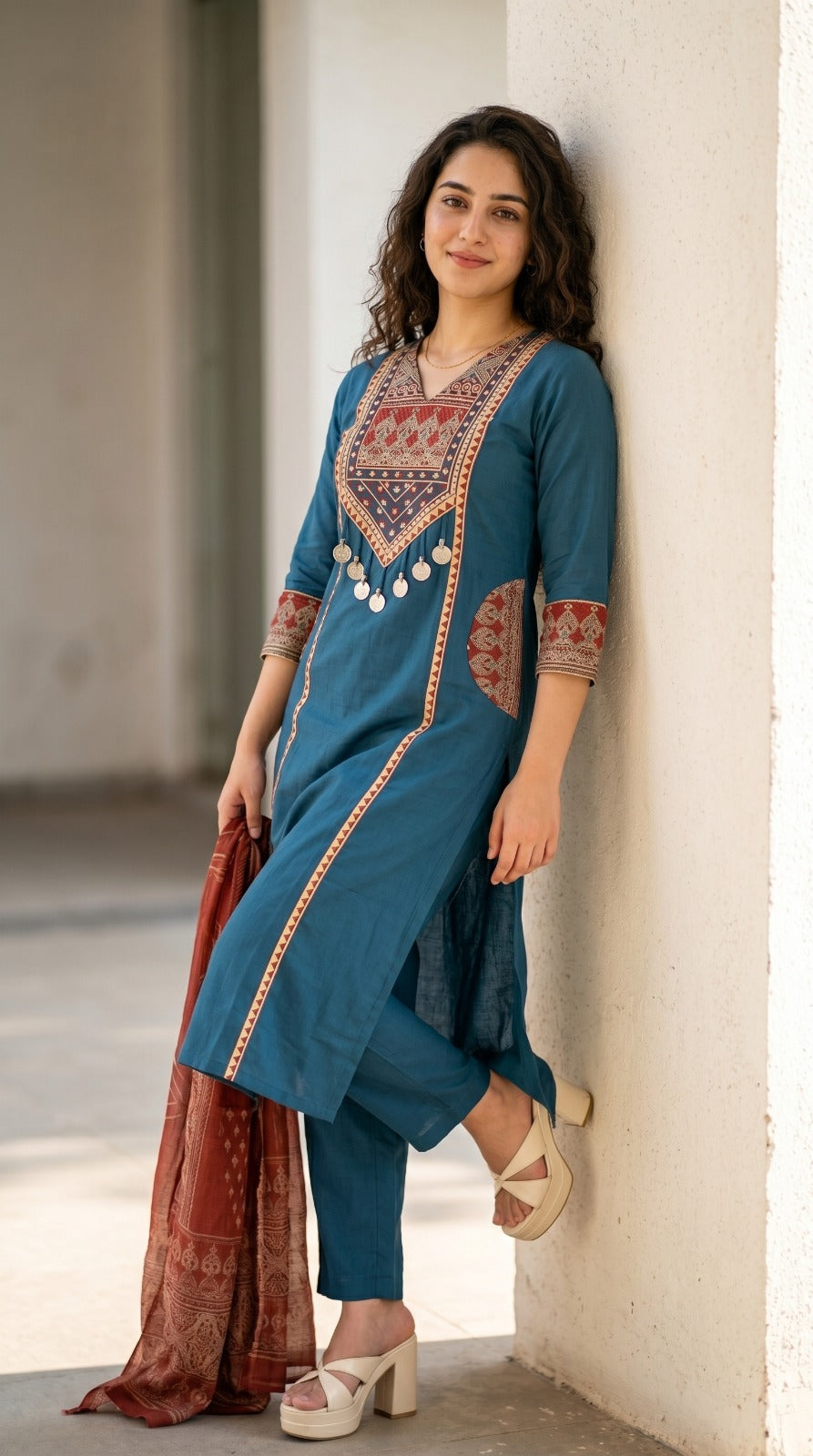 Premium Rich Azrak print  Cotton Suit