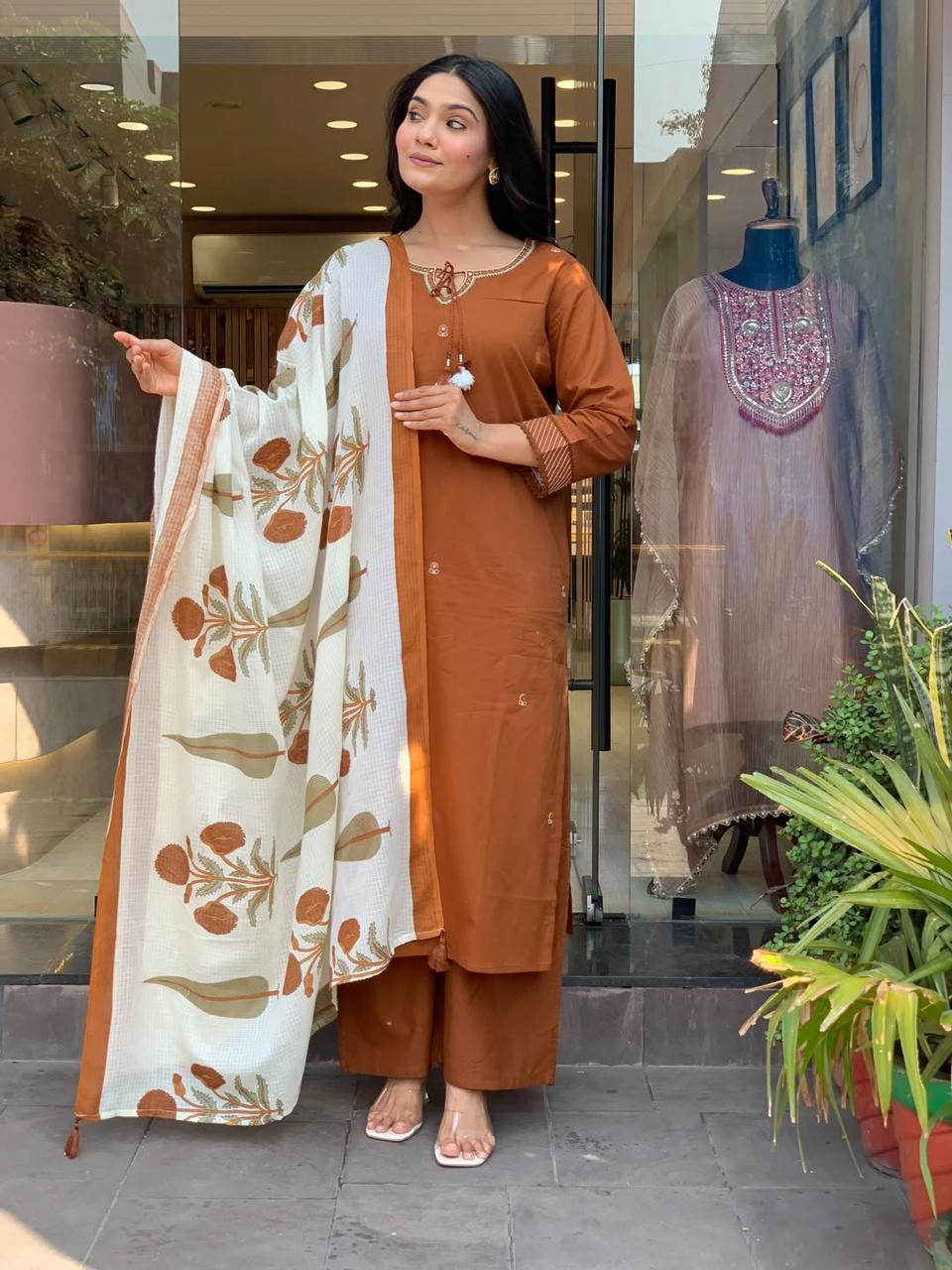 Easy Breezy Summer Cotton Kurta pent and Dupatta Sets