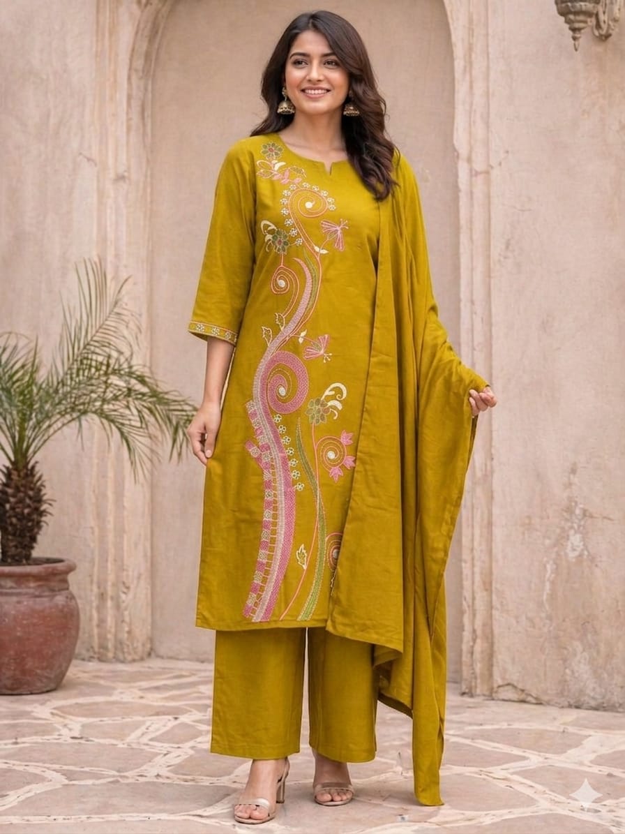 Pure heavy Dhabu cotton 3PC set crafted for elegance & comfort