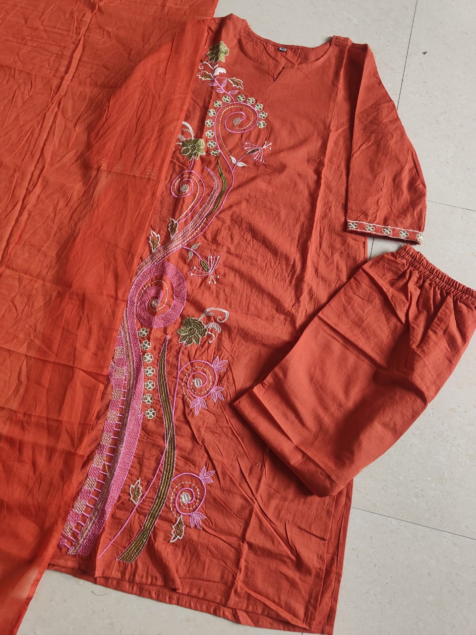 Pure heavy Dhabu cotton 3PC set crafted for elegance & comfort Fabloom