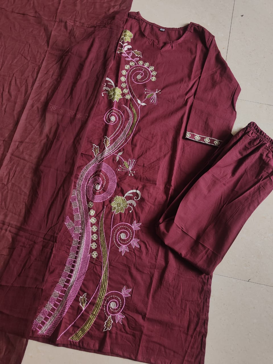 Pure heavy Dhabu cotton 3PC set crafted for elegance & comfort