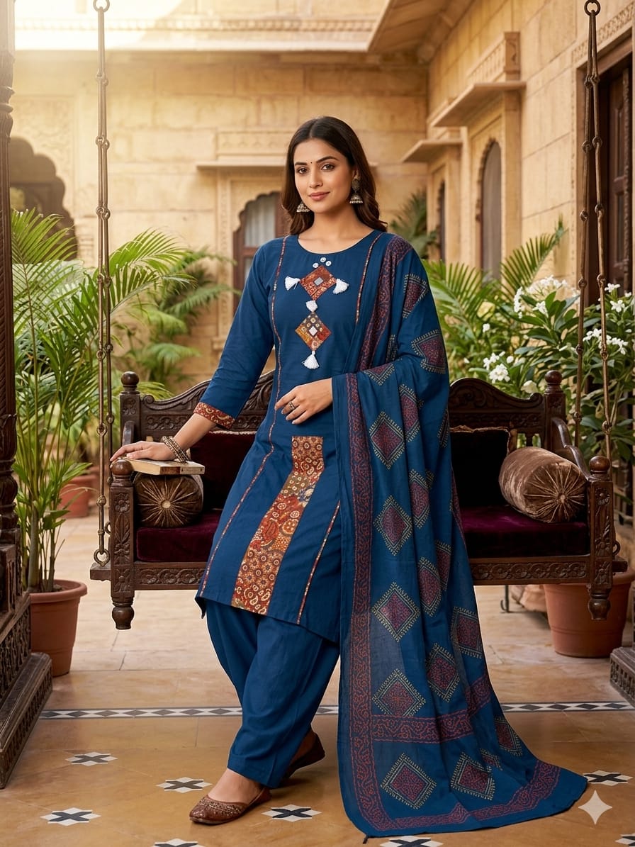 Premium Rich Azrak print Cotton Suit