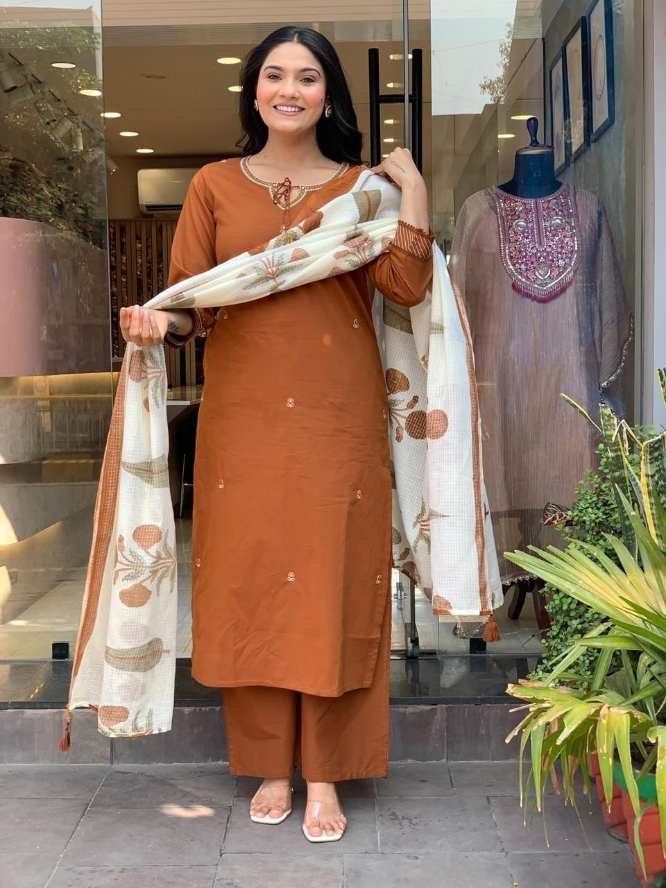 Easy Breezy Summer Cotton Kurta pent and Dupatta Sets