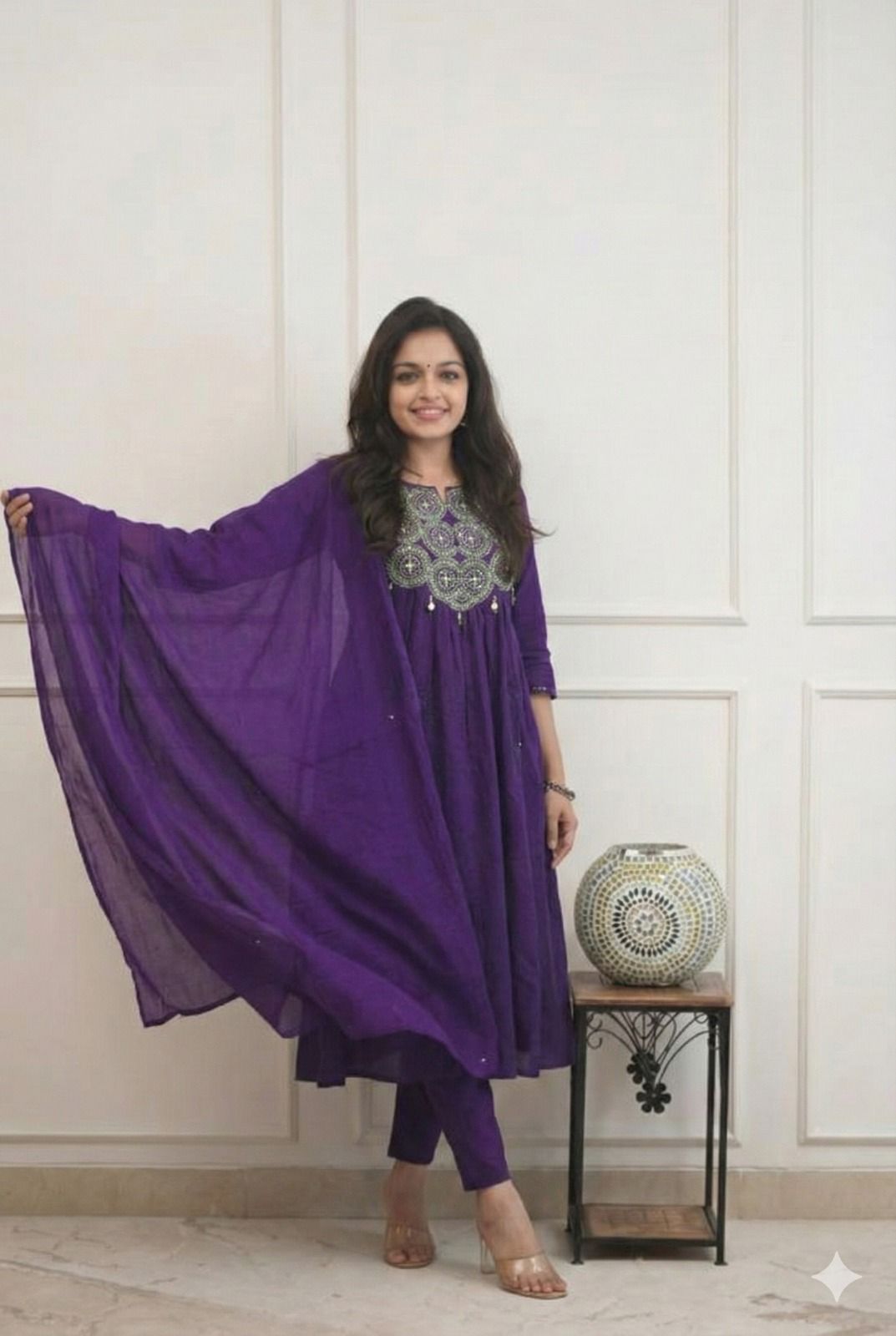Upgrade your office wear wardrobe with this classy & kurti pant & with embroidery