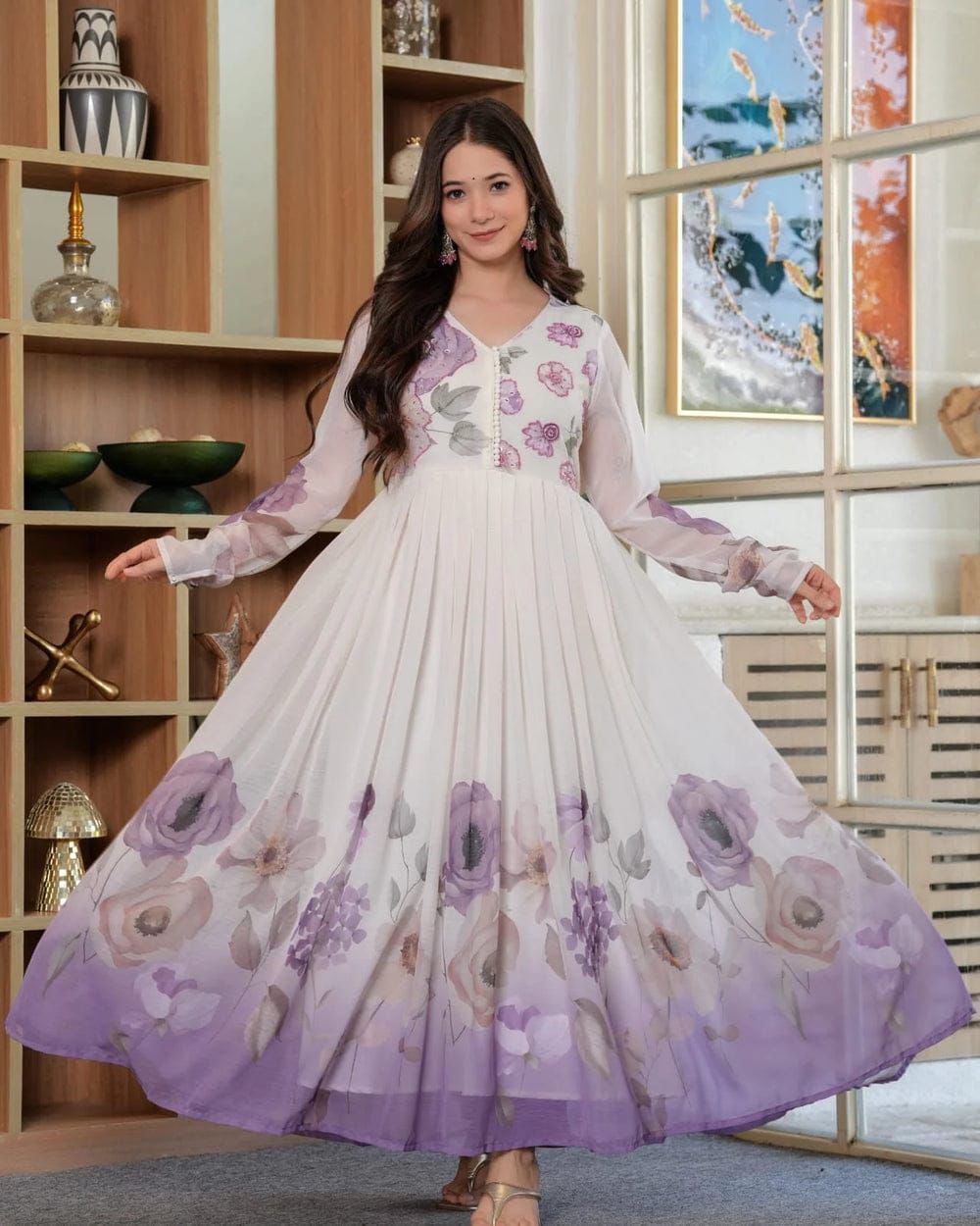 Cotton Suit Set with discharge print kurti and one side pocket