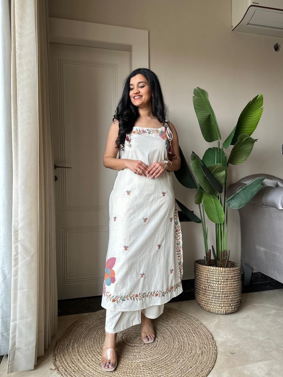 the sheer beautv of this sleeveless pant set A unique Fabloom