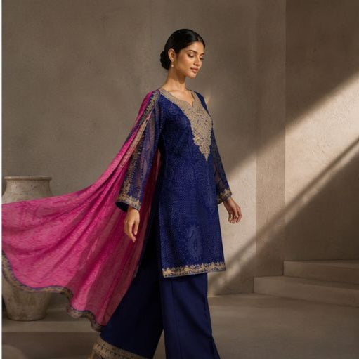 New Arrival! Premium Heavy chinon Kurti Set with heavy Work