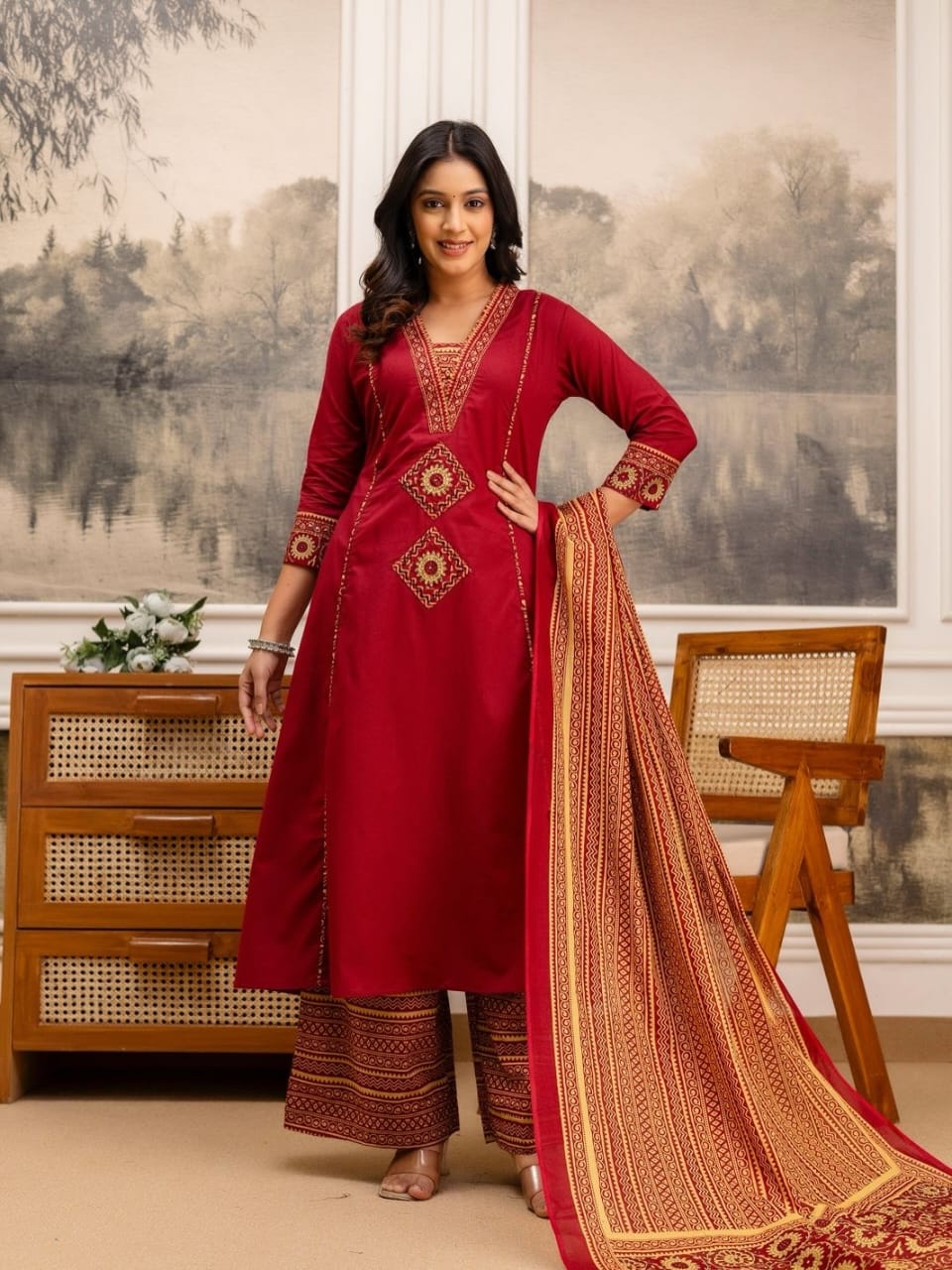 Pure fine Cotton fabric & Kurti with Pant with cotton