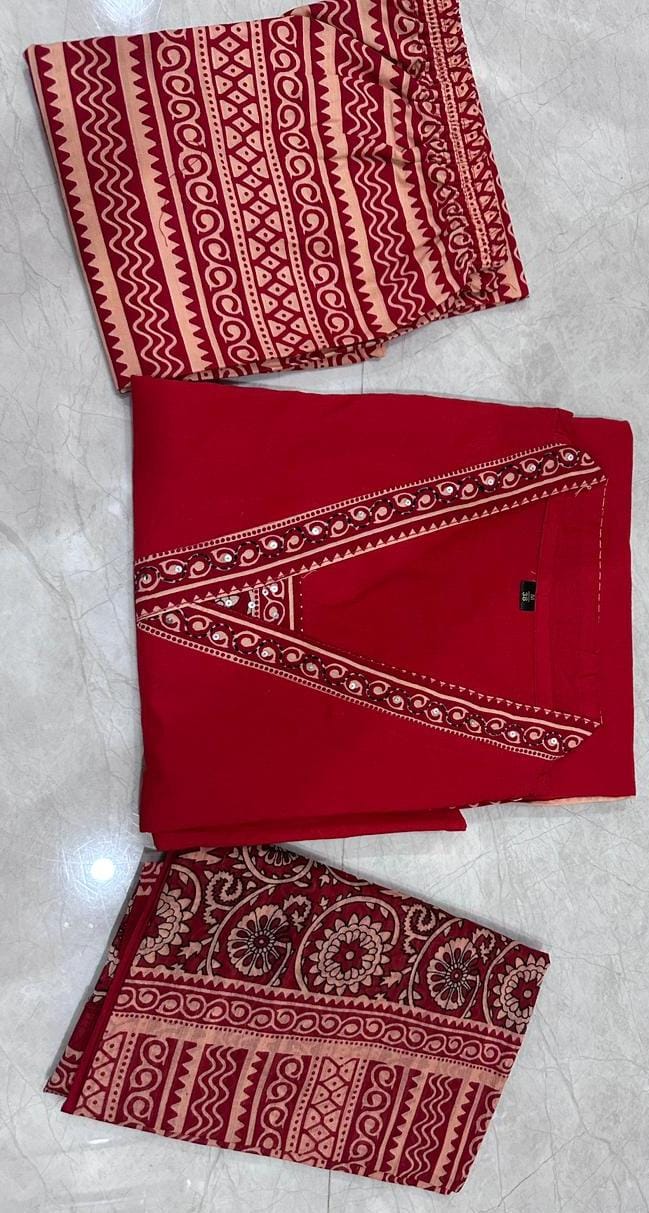 Pure fine Cotton fabric & Kurti with Pant with cotton