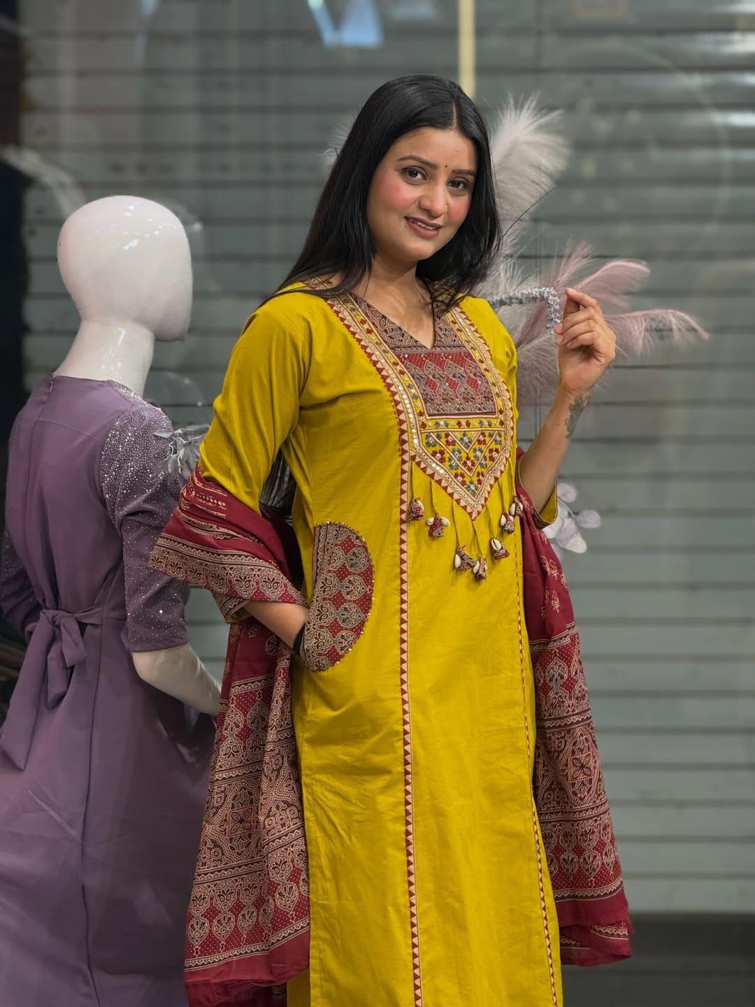 Premium Rich Azrak print  Cotton Suit