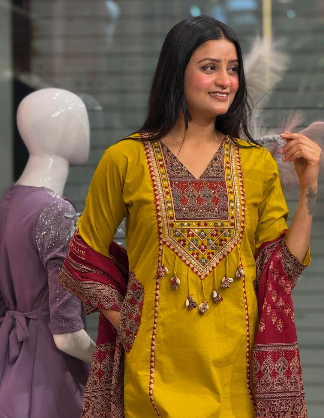 Premium Rich Azrak print  Cotton Suit