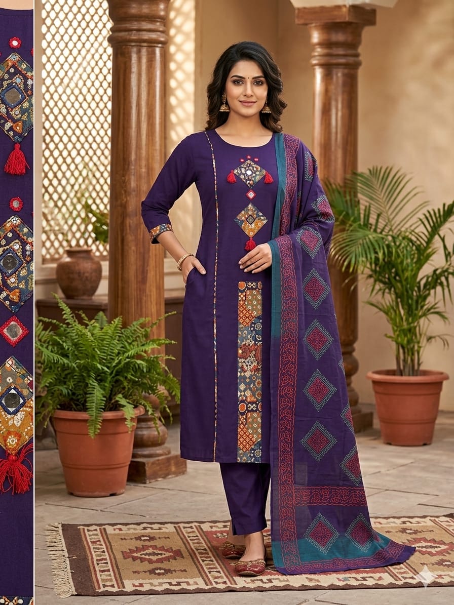 Premium Rich Azrak print Cotton Suit