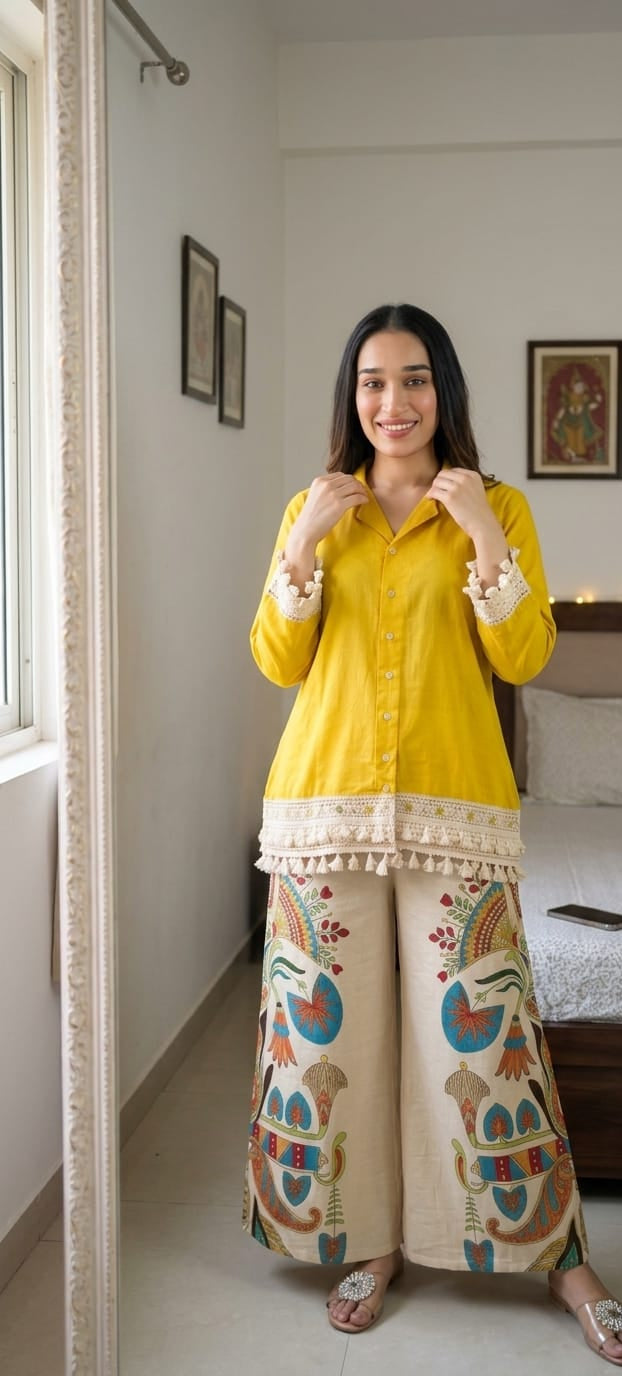 Premium Cotton Co-ord Set for Women with Printed Palazzo