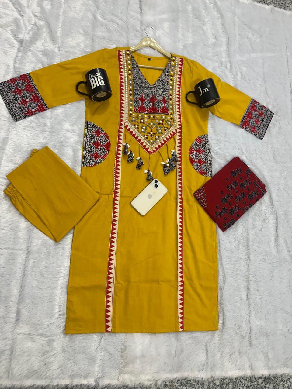 Premium Rich Azrak print  Cotton Suit