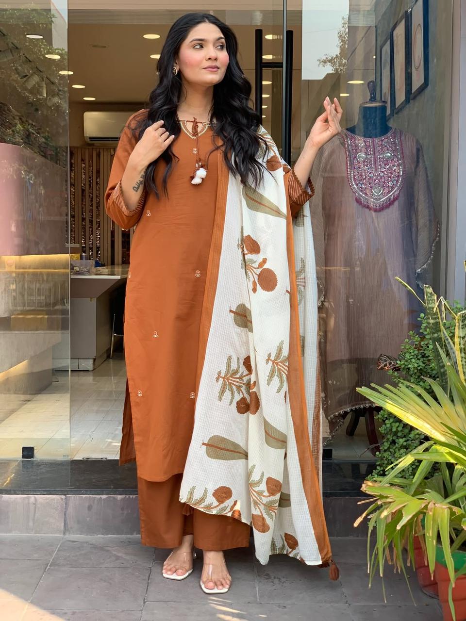 Easy Breezy Summer Cotton Kurta pent and Dupatta Sets