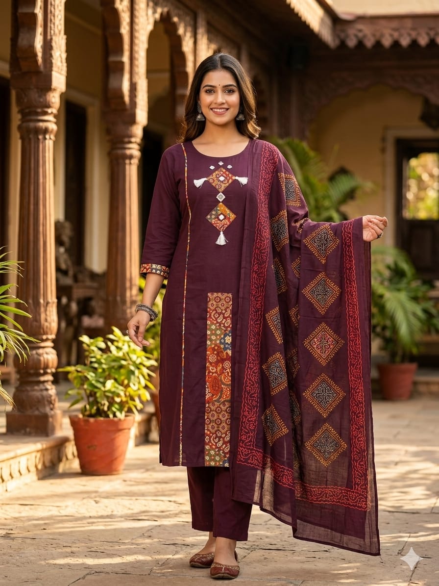 Premium Rich Azrak print Cotton Suit