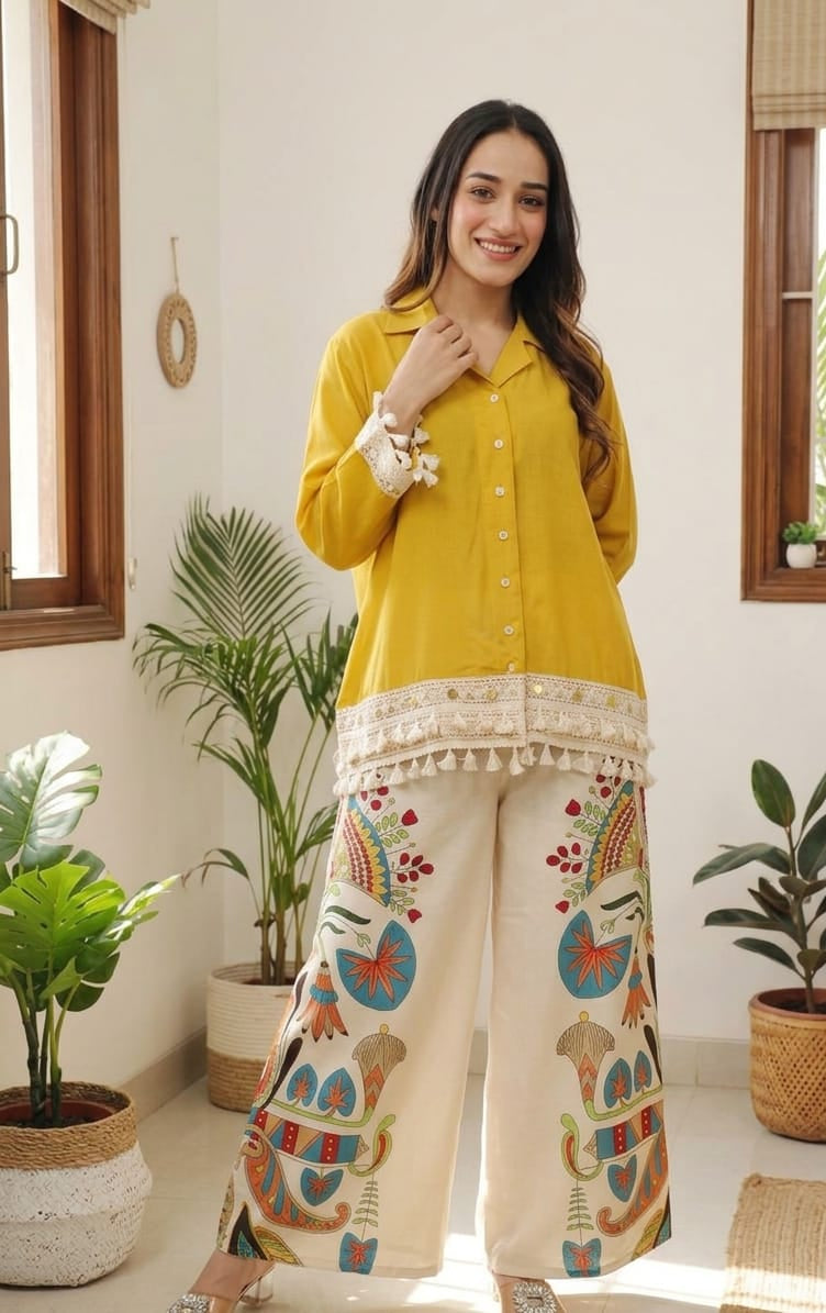 Premium Cotton Co-ord Set for Women with Printed Palazzo