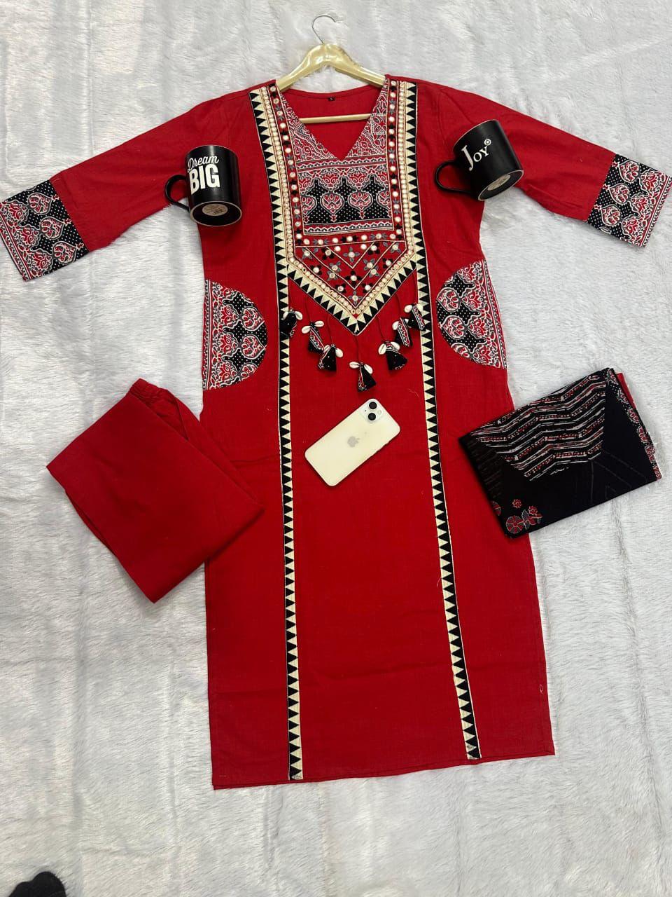 Premium Rich Azrak print  Cotton Suit