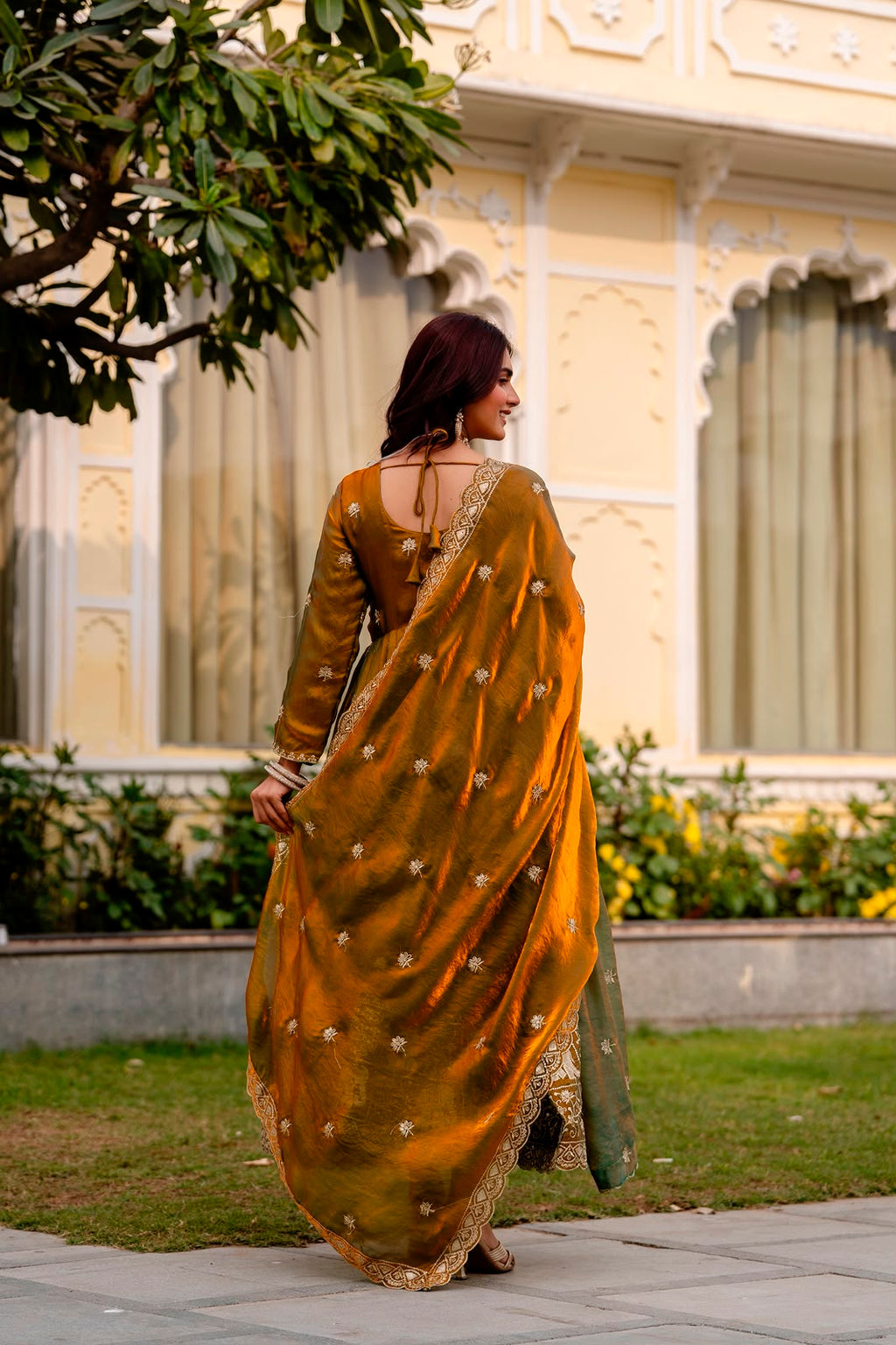 olive-mustard-fendy-satin-gown-back-view-rr38