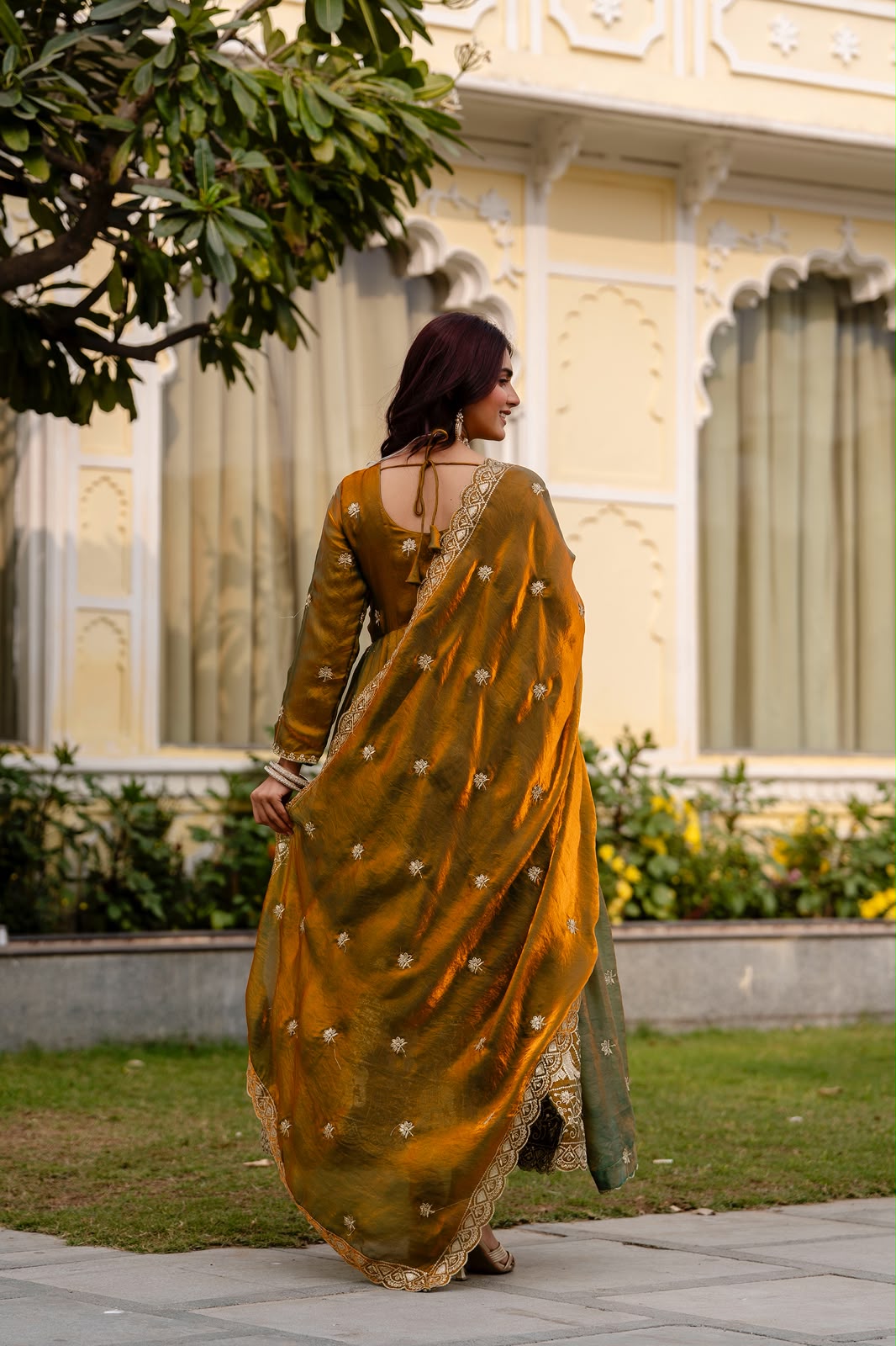 olive-mustard-fendy-satin-gown-back-view-rr38