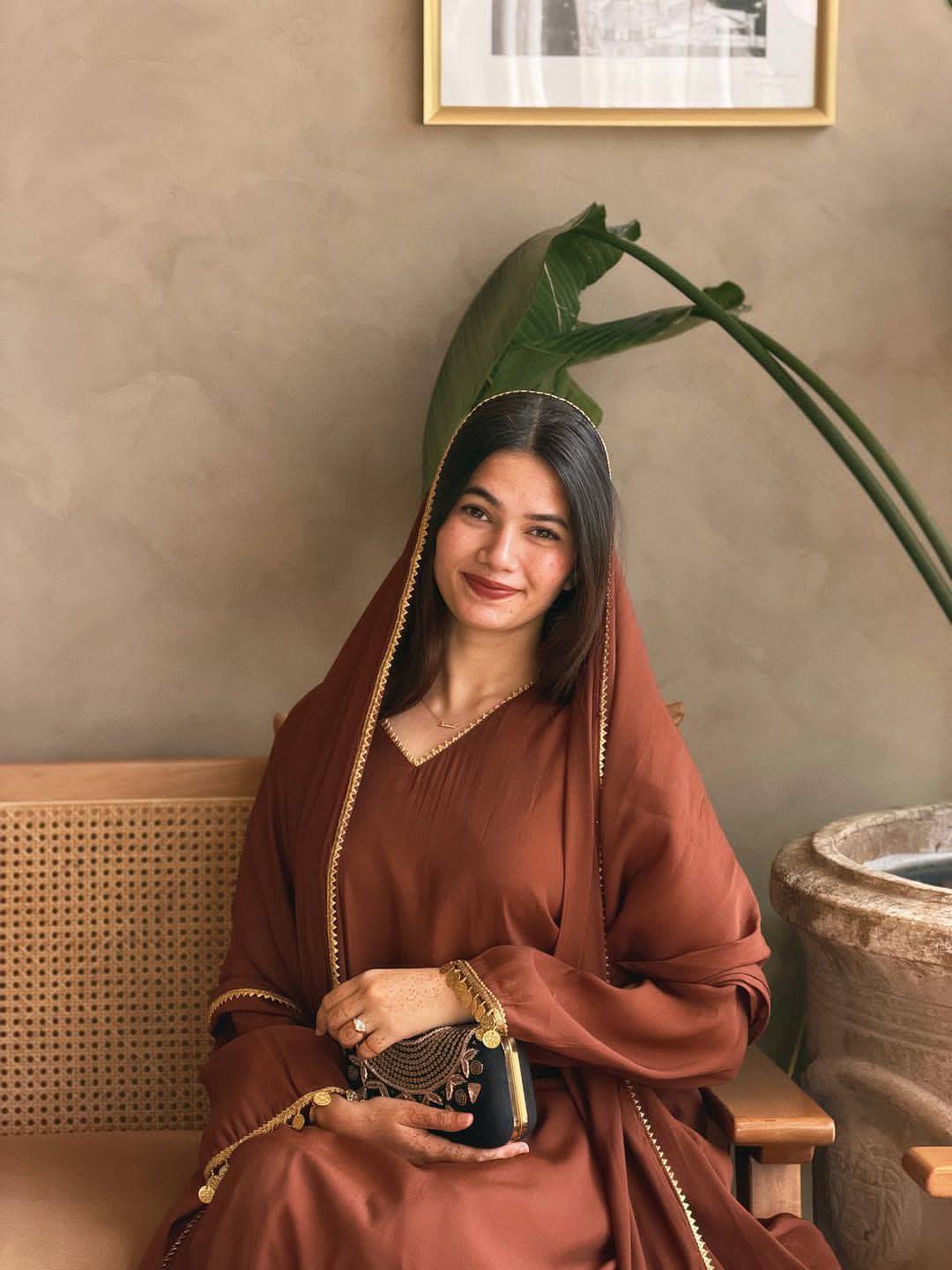 Rust Brown Roman Silk Kurti Pant Dupatta Set close portrait