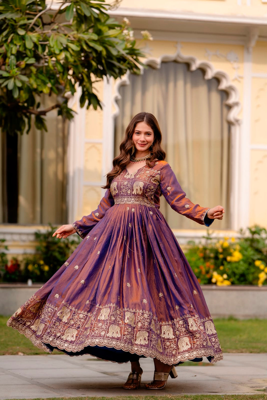 royal-purple-fendy-satin-gown-side-pose-rr38
